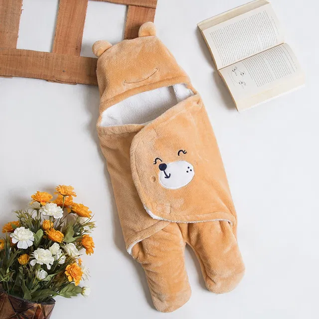 BABY ZONE Solid Crib Hooded Baby Blanket for  AC Room