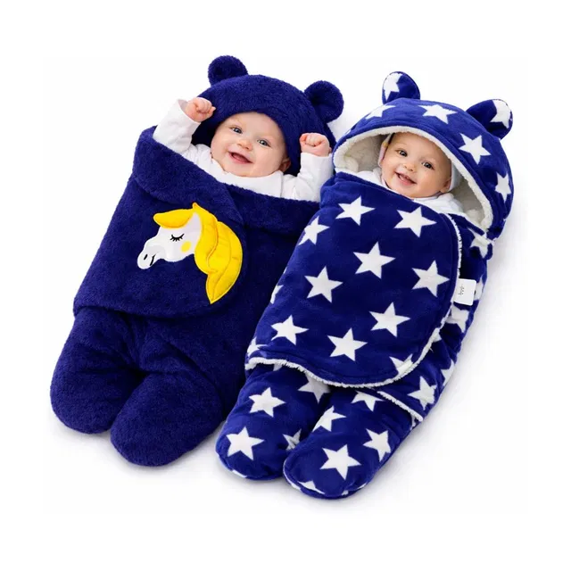 BRANDONN Printed Single Hooded Baby Blanket for  AC Room