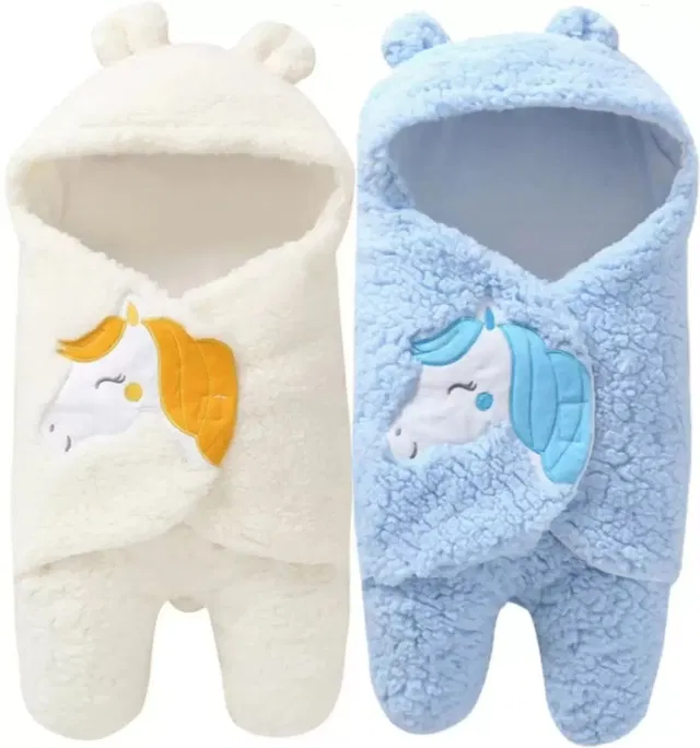 Aakriti Embroidered Single Hooded Baby Blanket for  Heavy Winter