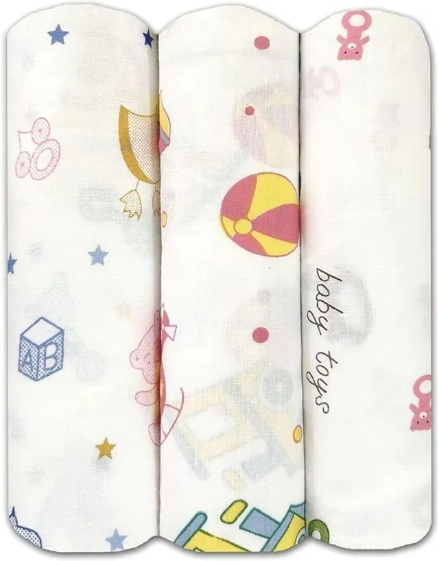 Trance Home Linen Printed Crib Swaddling Baby Blanket for  All Season