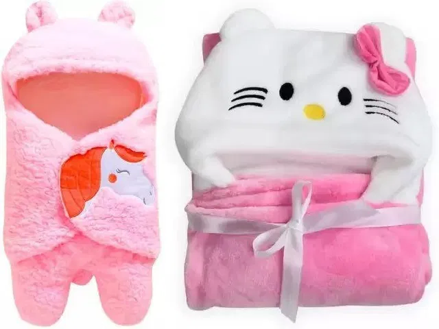 FIRST TREND Printed Single Hooded Baby Blanket for  Heavy Winter