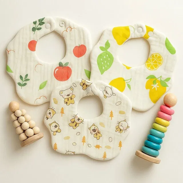 HONOR YOUR HOME 6 Layer Muslin Baby Bib (Pack of 3) | Pure Cotton, Ultra Soft & Skin-Friendly