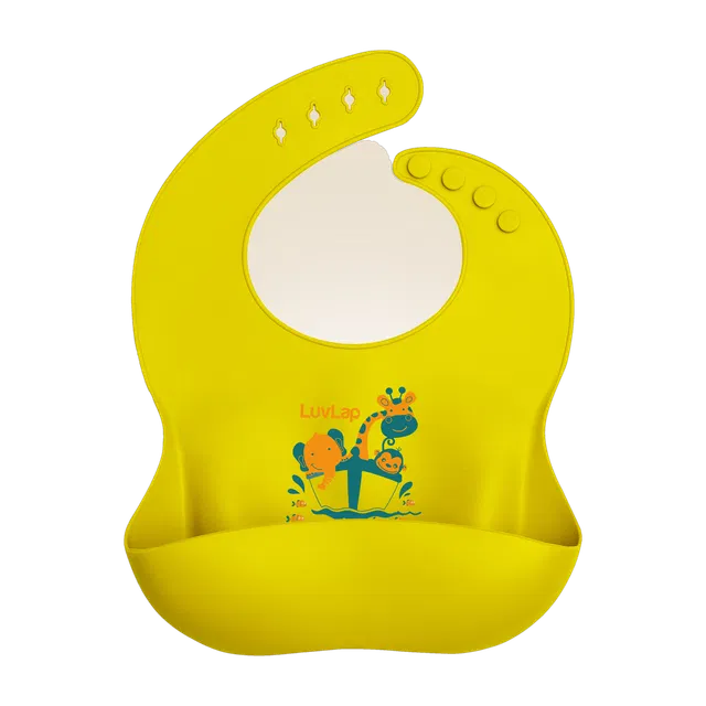 LuvLap Silicone Baby Bib for Feeding & Weaning Babies & Toddlers, Waterproof (Yellow)