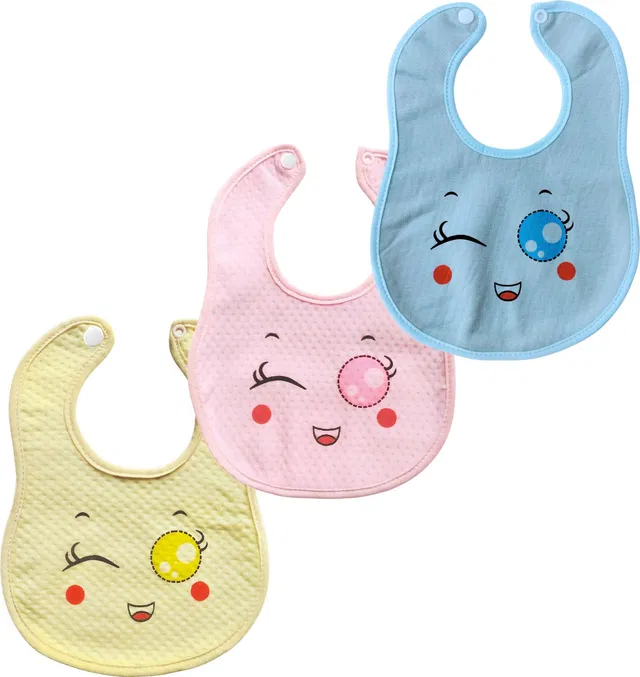 Mother's Hive Cotton Baby Bibs Pack of 3 | Waterproof Feeding Bibs | Newborn to 36 Months
