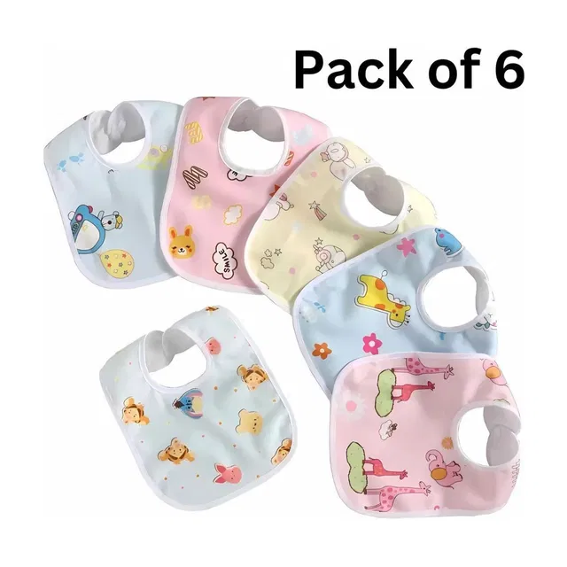Astra Zone waterproof,supersoft cotton daily use and stylish bibs for baby pack of 6