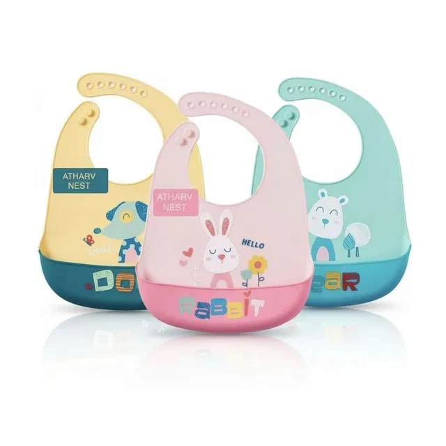 Atharv Nest Premium Silicone Bib for Feeding kids & Toddlers, BPA free