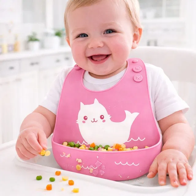 AEREX Silicone Baby Feeding Bib with Food Catcher For Weaning Babies & Toddlers