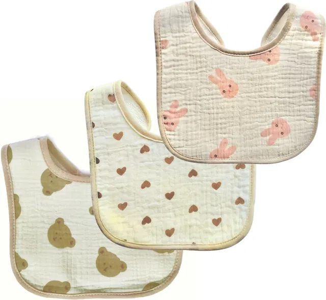 Mother's Hive Premium Muslin Cotton Baby Bib | Waterproof Feeding Bib | 3-36 Months