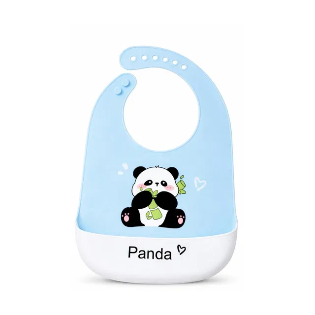 Mummasafe Cute Panda Design Silicone Feeding Bib for Babies & Toddlers