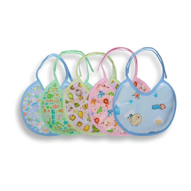 Honey Boo Baby Quality Bibs With Animated Prints (Set of 5 Colors)