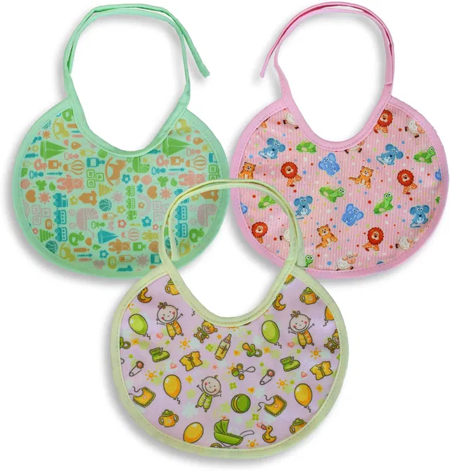 Honey Boo Baby Quality Bibs With Animated Prints (Set of 3 Colors)