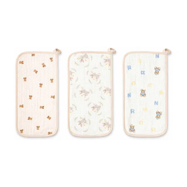 HI MOM Soft Cotton Baby Bib & Burp Cloth Set (Pack of 3)