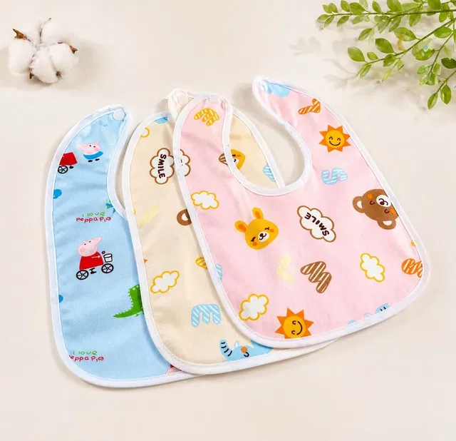 SARTraders Baby Ultra Soft Cotton Waterproof Fanci Bib Set Of 3