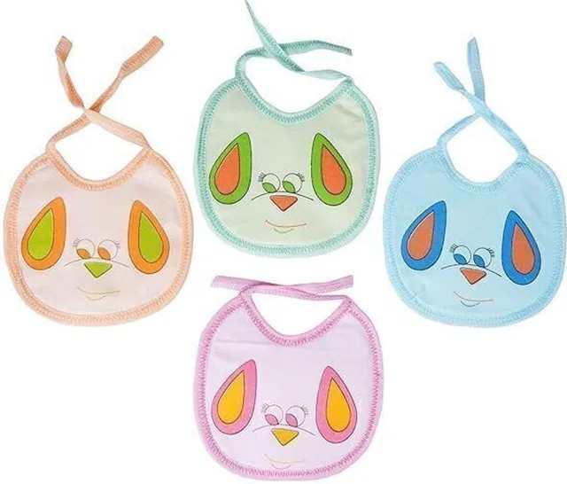 bibsfor Bibs for Baby Ear Printed Stylish Set of 4 Front Cotton Back PVC Waterproof