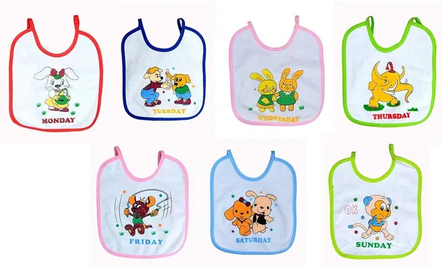 Goyoku Kids Week Days Printed 7 Days Baby Bib for New Born Kids