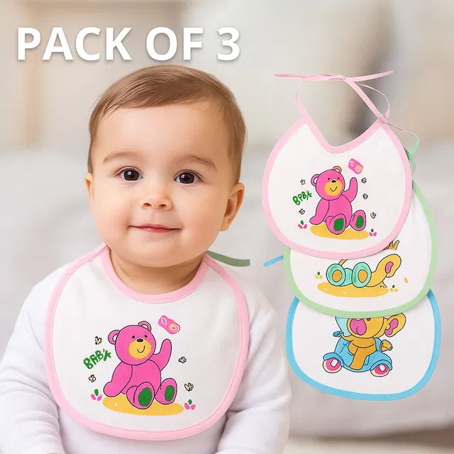MODERN HEADOS Baby Bibs Pack of 3| Bibs for new born baby ( Multi colour)