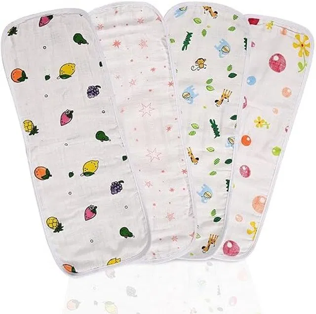 WINNIE HANKIES Organic Muslin Cotton Burp Cloths Set/Napkin/Newborn Babies 46 X17 Cm pack of 4