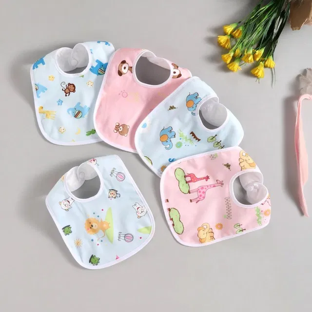 NEPEE 5pcs/set Pure Cotton 360 Round neck Baby Bibs Random colour 0-3 years kids ( multicolour )