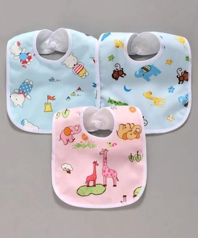 Mummasafe Soft Waterproof Baby Feeding Bibs Combo – Washable & Lightweight (Pack of 3)