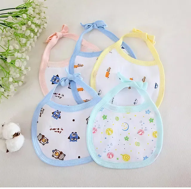 Bebsy Baby Bibs Cotton Waterproof ,Set of 5 Bibs, Reusable, Adjustable Bibs for babies