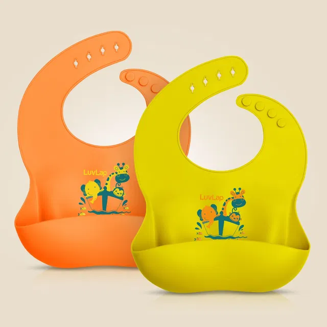 LuvLap Silicone Baby Bibs for Feeding & Weaning Babies & Toddlers, Waterproof