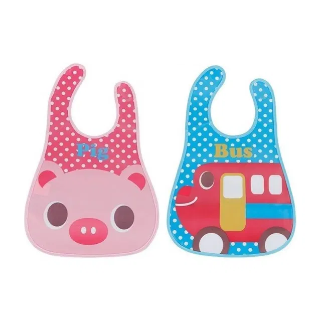 Bouchic Baby Plastic Apron Bibs 2Pcs | Waterproof,Quick Dry/ Multi-Design | 6-24 Months