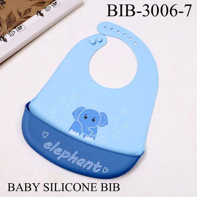 heymini BabyCartoon Printing Waterproof Silicone Bib Rice Pocket_Blue (Blue)