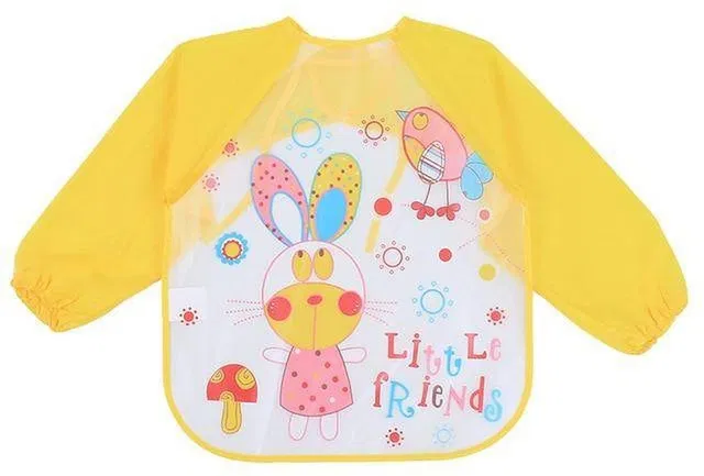 Little Warriors Quick Dry and Waterproof Full Sleeved Washable Waterproof Bib/Apron for Baby & Kids