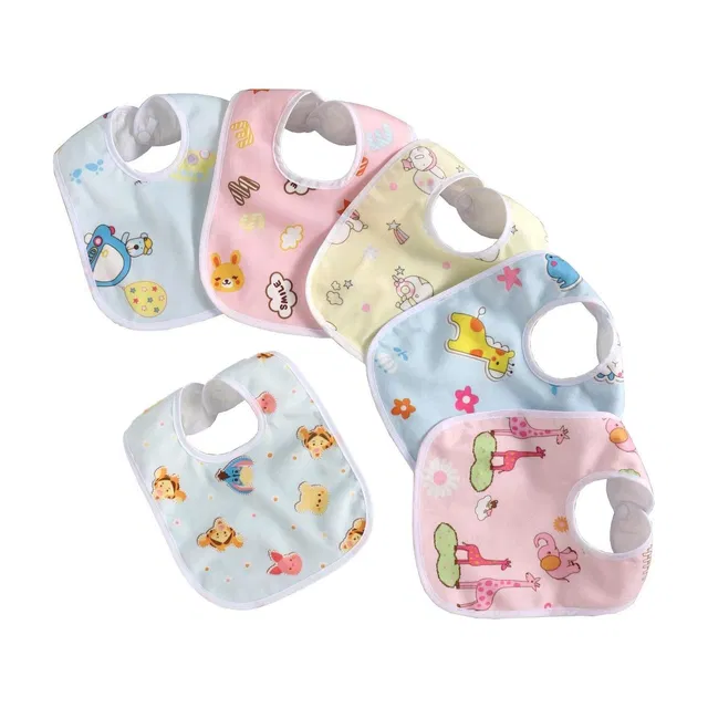 AMAKART Baby Waterproof Cotton Bibs (Pack of 6)