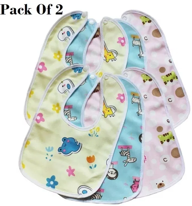 Buyer Choice (Pack Of 2) Baby Bib Super Soft Cotton Daily Use,Velcro Bibs For Baby Appron