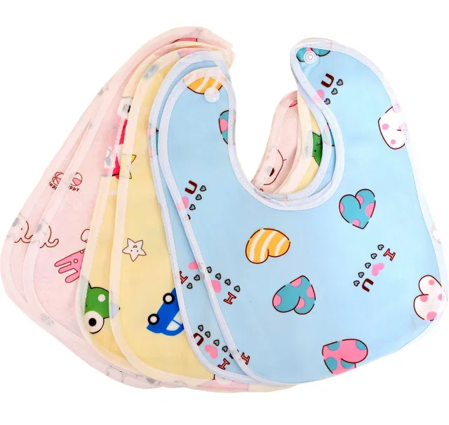 SuperHugs Very Soft, Cute and Absorbent Cotton Waterproof Bibs for your Baby (Pack of 6)