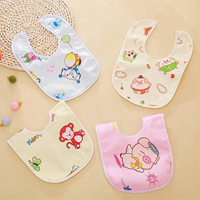 NEPEE Waterproof, Super Soft Cotton Daily Use, Elegant and Stylish Velcro bibs for baby boy and baby girl-Pack of 3 (Multicolor)