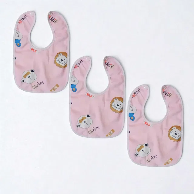 SARTraders 3 Pcs Water Resistant Cotton Pink Bibs Set
