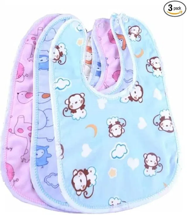 Vadhavan Pack of 3 baby bib Super Soft Cotton Daily Use,Velcro bibs for baby appron