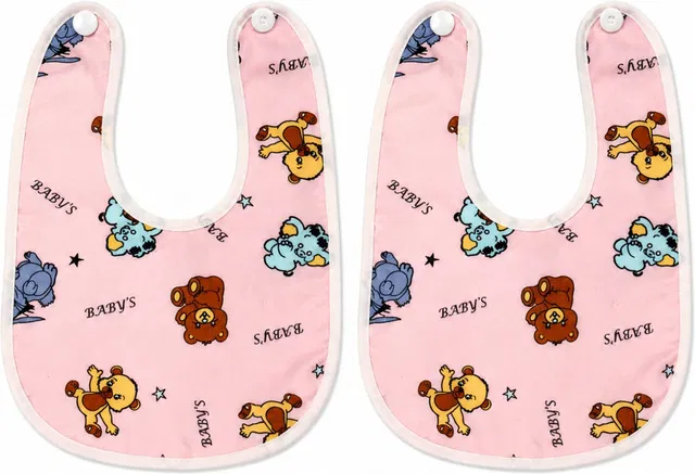 Qutoo Box Waterproof Baby Bibs Set of 2 Pink | Reusable Feeding Apron Bibs