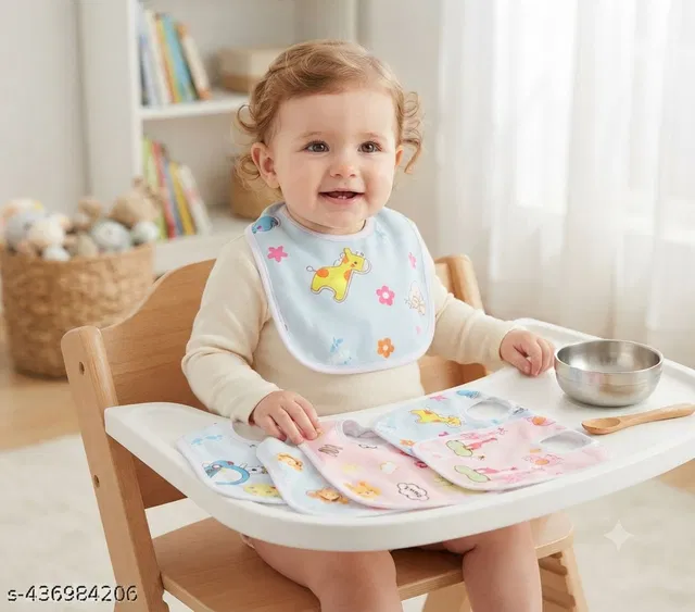 TINY HANDS Kids Cotton Waterproof titch Button Bibs for baby boy & girls (32