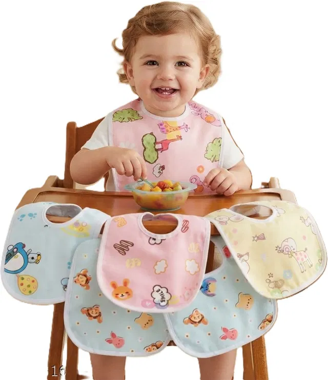 TINY HANDS Kids Cotton Waterproof titch Button Bibs for baby boy & girls (45
