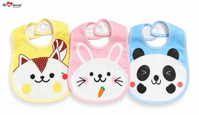 Hi Mom Kids World Baby Feeding Bibs for Babies Soft Waterproof Bibs with Snap Button Pack