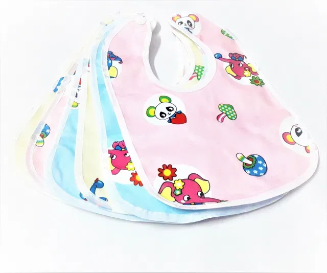 SuperHugs Soft, Cute and Absorbent Cotton Waterproof Bibs for your Baby (Pack of 6)