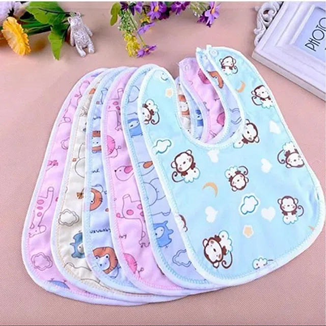 NEPEE Waterproof Soft Cotton Daily Use, Elegant and Stylish Velcro bibs Pack of 6