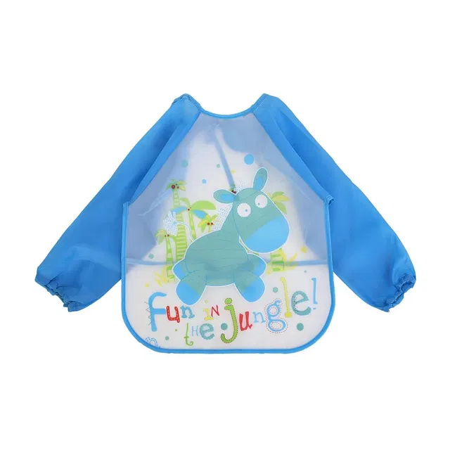 Lala Maneet Cartoon Printed Full Sleeves Washable Waterproof Apron Feeding Bibs For Babies