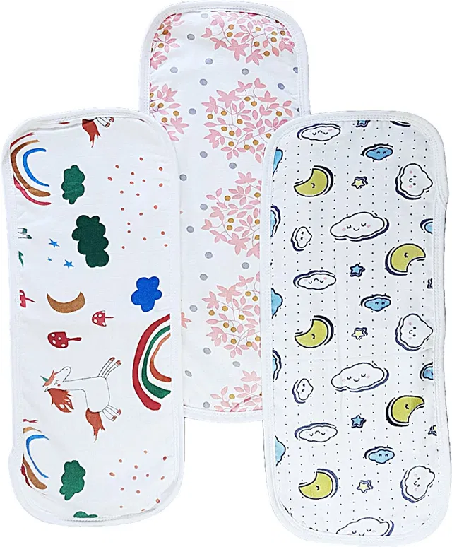 Mammachamp Organic Muslin Burp Cloth/Bibs/Napkins/Burpies (18 x 6 inch)(Pack of 3)