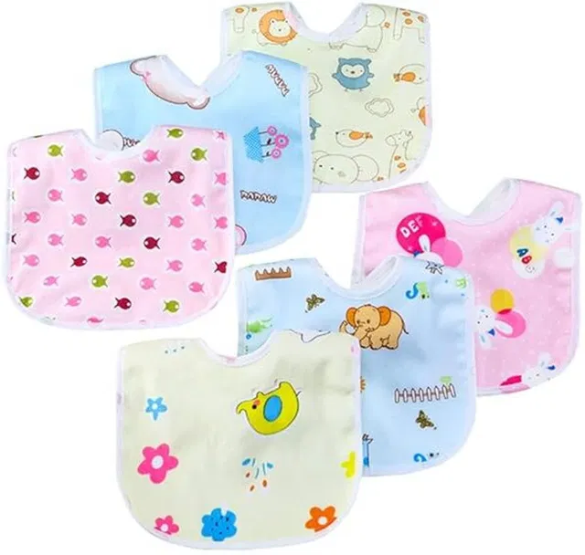 Vadhavan Bibs for Baby Boy and Girl 6 Months to 2 years - Waterproof 6pcs Cotton Bibs