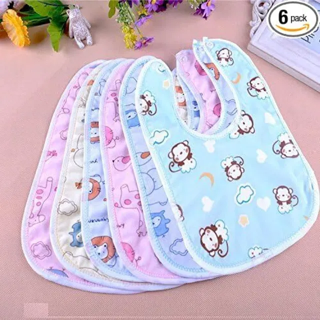 SWASUM Waterproof Baby Apron with Bib for baby Pack of 6 (Multicolor)