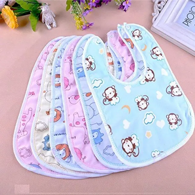 Wagwanfly Baby Button Bibs Apron for Feeding and Drooling Cute Animated Print with Button