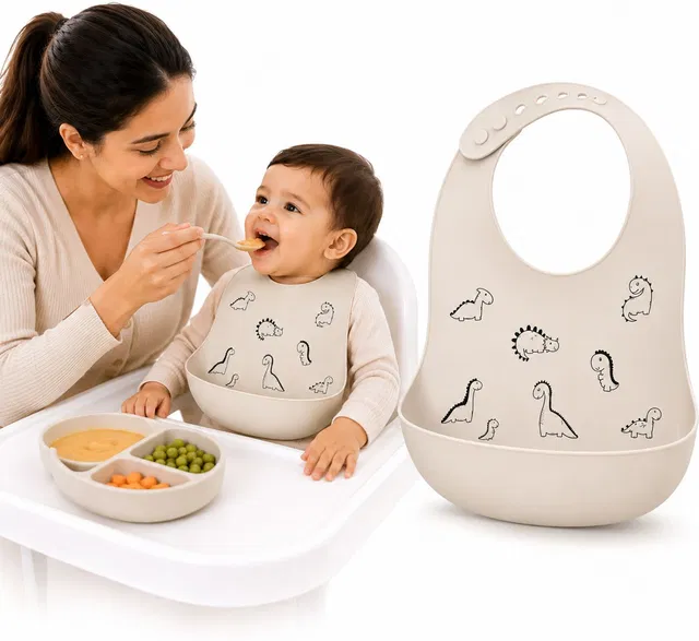 Aarsh Silicone Baby Bib with Food Catcher Waterproof Feeding Bib 6-36 Months