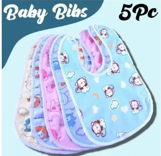 SDE Premium Super Soft Cotton Daily Use bibs-Multicolor - Pack of 5