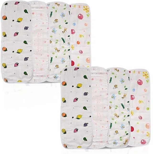 WINNIE HANKIES Organic Muslin Cotton Burp Cloths Set/Napkin/Newborn Babies 46 X17 Cm pack of 8