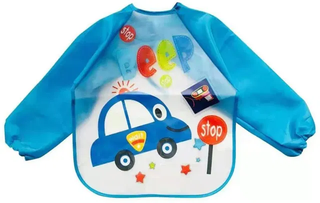 Smily kid Waterproof & Soft Full Sleeves Apron Feeding Bibs for Infants & Weaning Babies