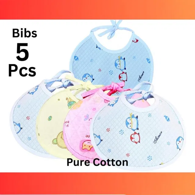 Bouchic Newborn baby Bibs with premium quality Soft cotton. Pack of 5